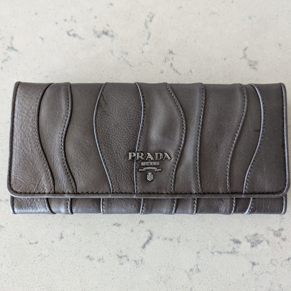 Prada Gray Leather Wallet